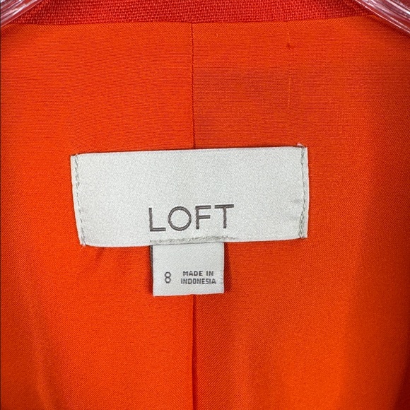 LOFT Women's Size 8 Orange Linen Blend Blazer Smart Casual One Button Jacket - Picture 2 of 6